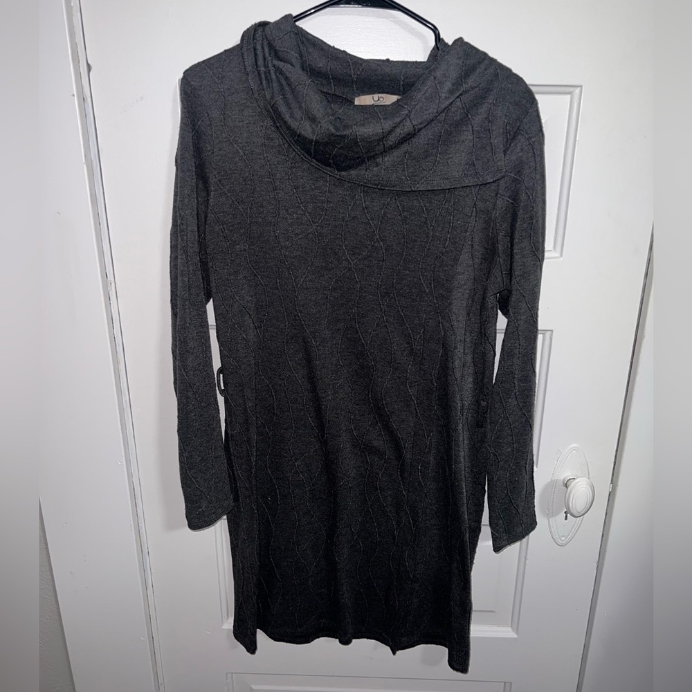 Grey Sweater dress with asymmetrical neckline size Medium